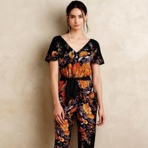 Anthropologie Silk Enbee Floral Jumpsuit